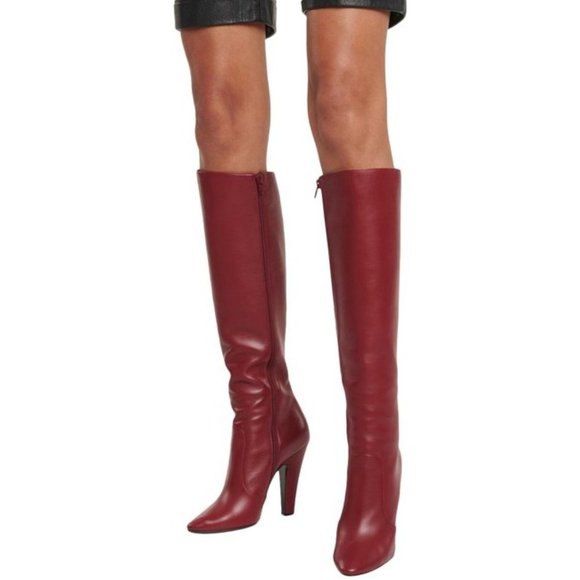 Saint Laurent Red 68 Knee-high Leather Boots - Picture 2 of 12